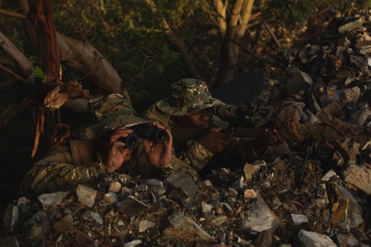 Military soldiers training during military training