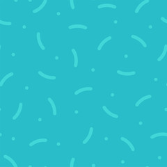 Colorful seamless trendy pattern - memphis style, fashion 80 - 90s. Bright background with dots and curved sticks