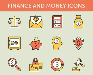 Finance And Money Colored Line Icons