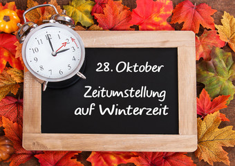 28. Oktober Zeitumstellung 