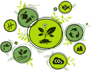 environmental consciousness / environmental challenges vector illustration