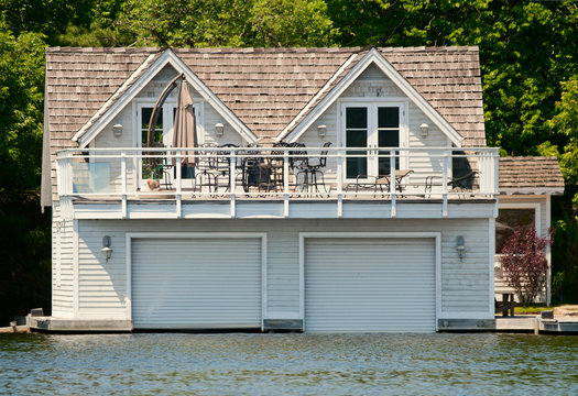 Luxury boathouse with rooms on the top