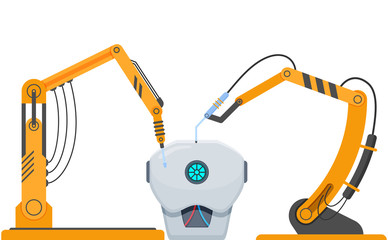 Complex industrial equipment robots, robotic equipment, for assembling human robot.