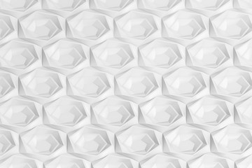 Texture of hexagonal three-dimensional grid with cells of different depths with ledges. 3d illustration