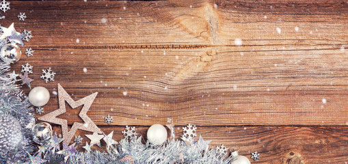 christmas background with silver decorations