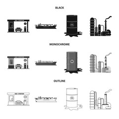 Isolated object of oil and gas symbol. Collection of oil and petrol stock vector illustration.