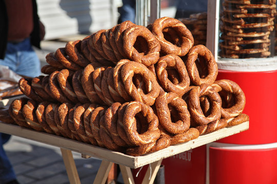 turkish famous street food simit with natural light