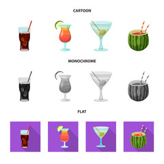 Vector design of drink and bar logo. Collection of drink and party stock vector illustration.