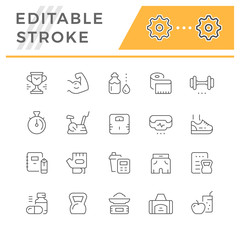 Fototapeta premium Set line icons of fitness