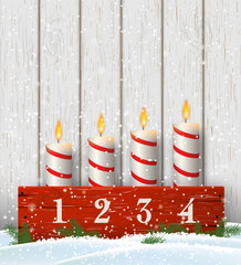 Advent candle holder with four white candles