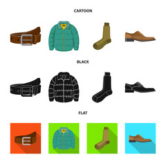 Vector illustration of man and clothing sign. Collection of man and wear vector icon for stock.