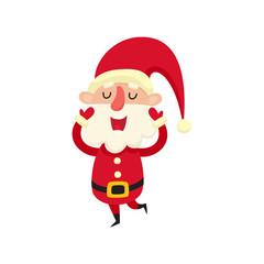 Cute Santa Claus, cartoon vector illustration isolated on white background.