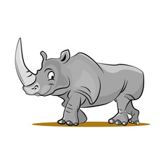 Funny Rhino Cartoon Vector Illustration