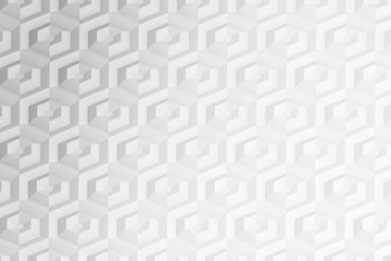 Texture of hexagonal three-dimensional grid with cells of different depths with ledges. 3d illustration