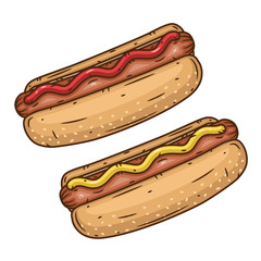 Hotdog. Vector illustration Isolated on white background.