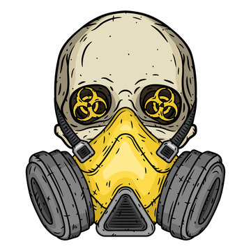 Skull. Skull with gas mask. Skull with respirator.
