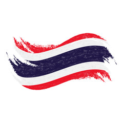 National Flag Of Thailand, Designed Using Brush Strokes,Isolated On A White Background. Vector Illustration. Use For Brochures, Printed Materials, Logos, Independence Day.