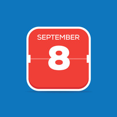 September 8 Calendar Flat Icon