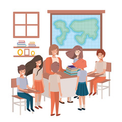 female teacher in the geography class with students