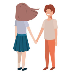 friendly teenagers couple characters