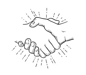 Hand drawn sketch illustration of a handshake, partnership concept. - 225673609