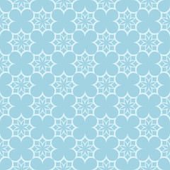 White floral seamless pattern on blue background