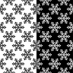 Snowflakes. Seamless patterns. Black and white winter ornaments