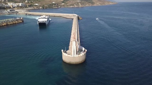  Aerial view of Ferry from Tarifa Cadiz Spain route to Africa Tanger holiday touristic destination and transport