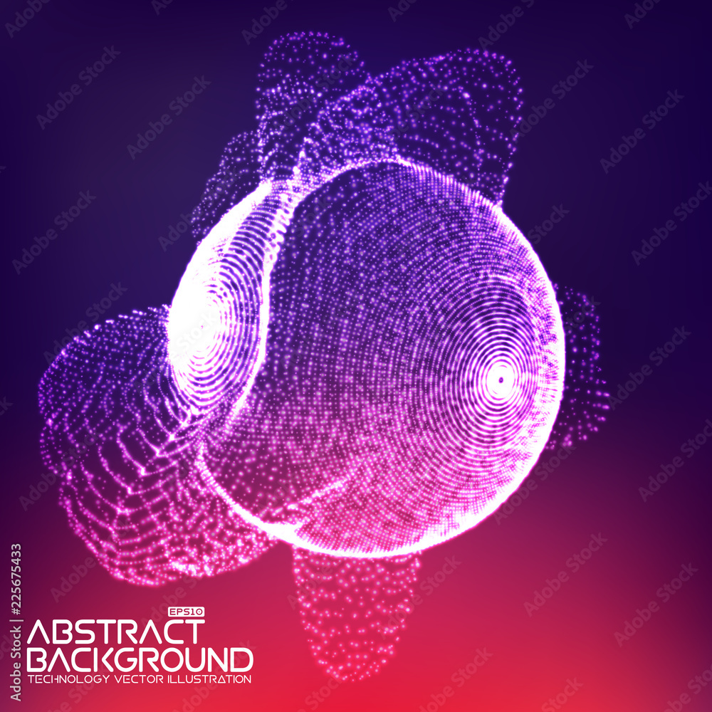 Fototapete Abstract wave background with connecting dots and lines. Abstract Flow. Connection structure. Computer HUD. Layout background. Flow. Wave.