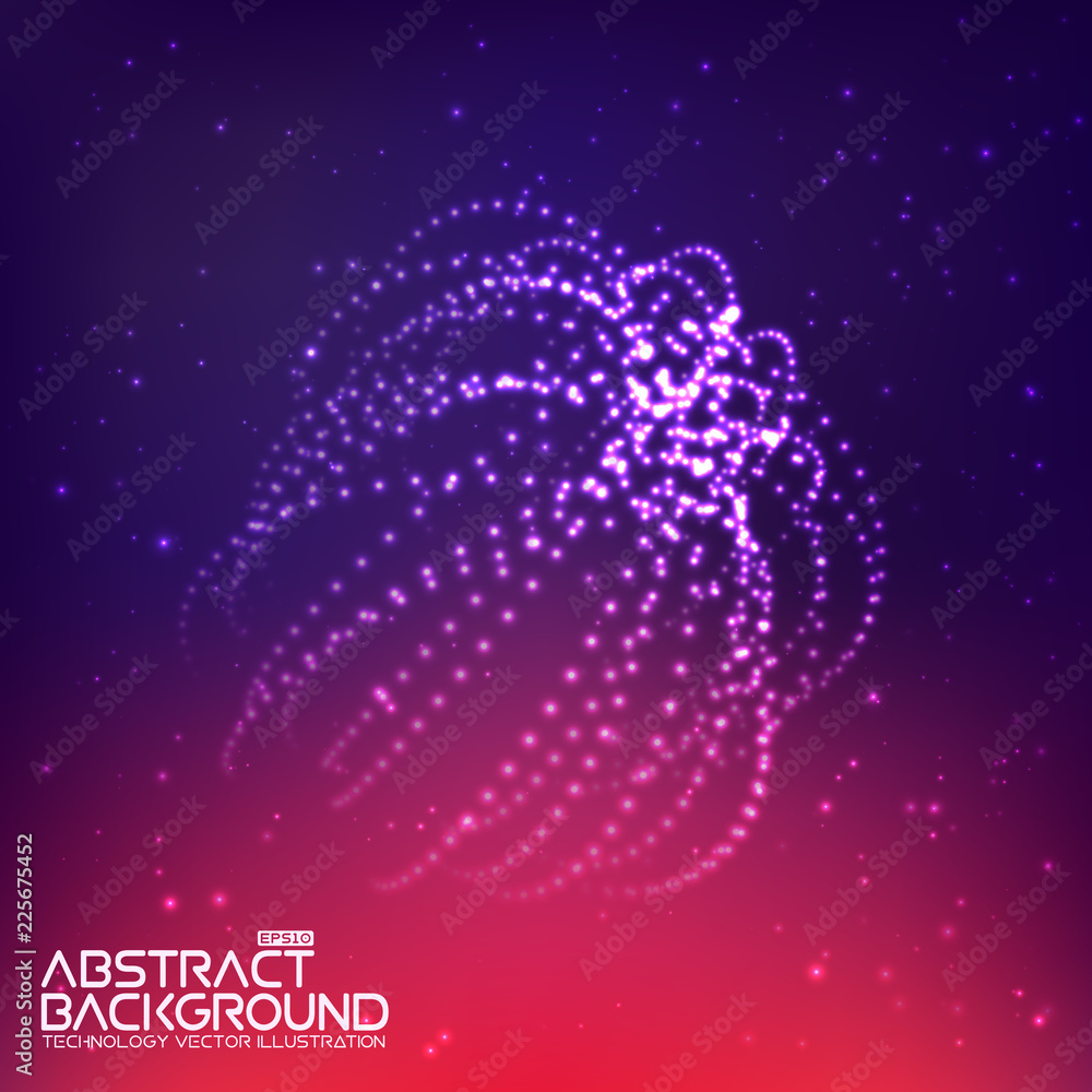 Fototapete abstract wave background with connecting dots and lines. abstract flow. connection structure. comput