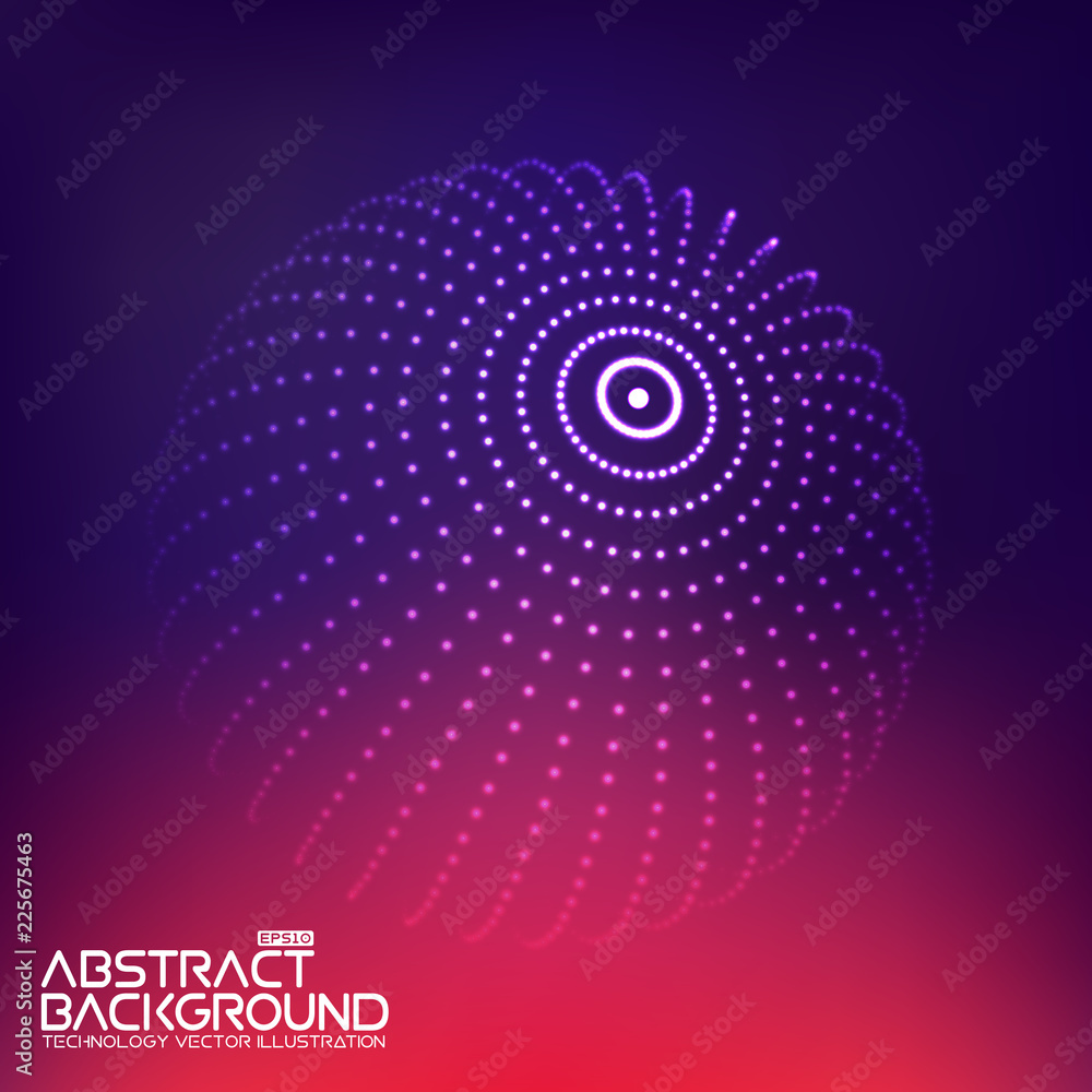 Aufkleber Abstract wave background with connecting dots and lines. Abstract Flow. Connection structure. Computer HUD. Layout background. Flow. Wave.