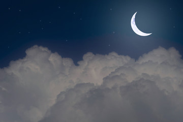 Naklejka na ściany i meble Stars, moon and cumulonimbus in the night sky