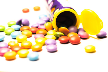 candy chocolate cubes on white background