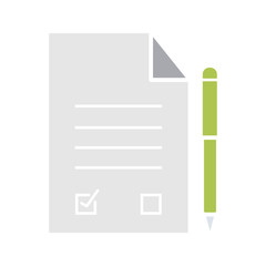 Signed contract with pen glyph color icon
