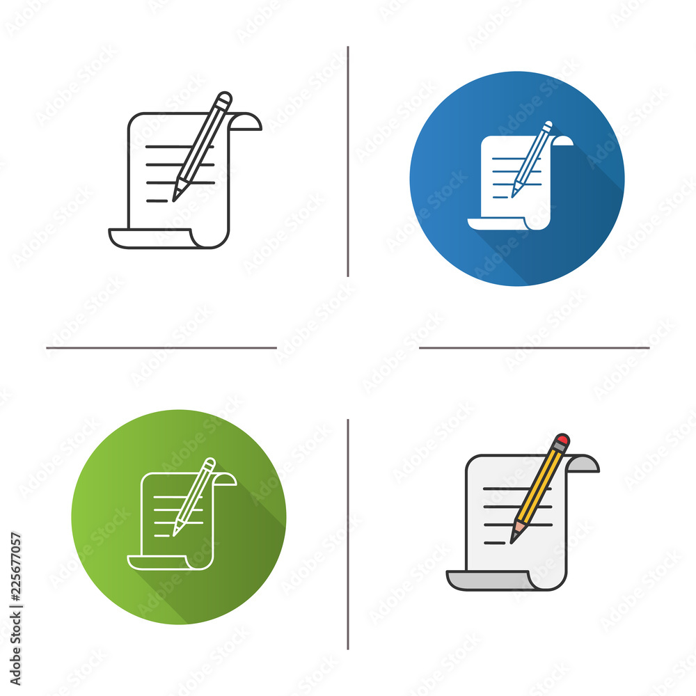 Poster paper scroll with text and pencil icon