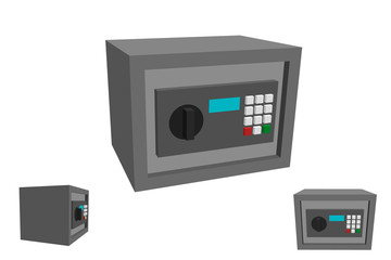 Fototapeta premium Safe icon with electronic lock. Isolated on white background.