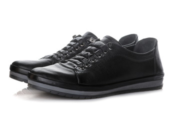 Black women's sneakers. women's shoes. black style. on white isolated background