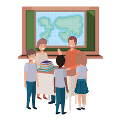Fototapeta premium teacher in the geography class with students