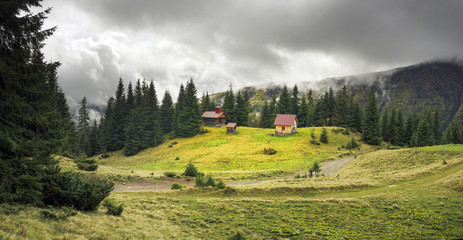 Panorama of the Carpathians and the Temple