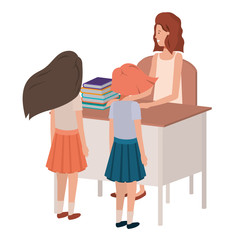 female teacher in the classroom with students