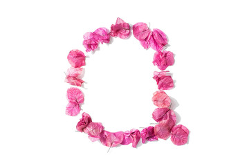 Dry triangle plum blossom into letters A