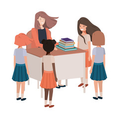 female teacher in the classroom with students