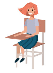 young student girl sitting in school chair