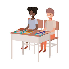 young students sitting in school desk