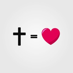 heart and cross icon on white background. illustration