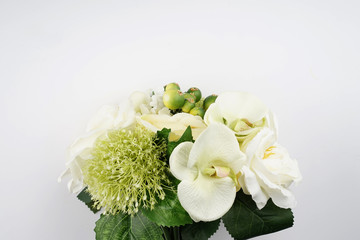 Flowers arrangement with copyspace. Spring floral mood concept.