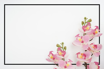 Flowers arrangement with copyspace. Spring floral mood concept.