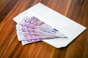 Euro banknotes in envelope