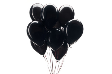 bunch of black balloons isolated on white for black friday sale
