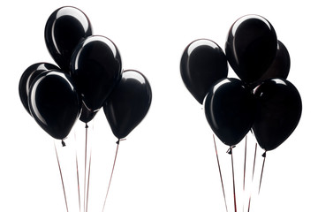 bunches of black balloons isolated on white for black friday